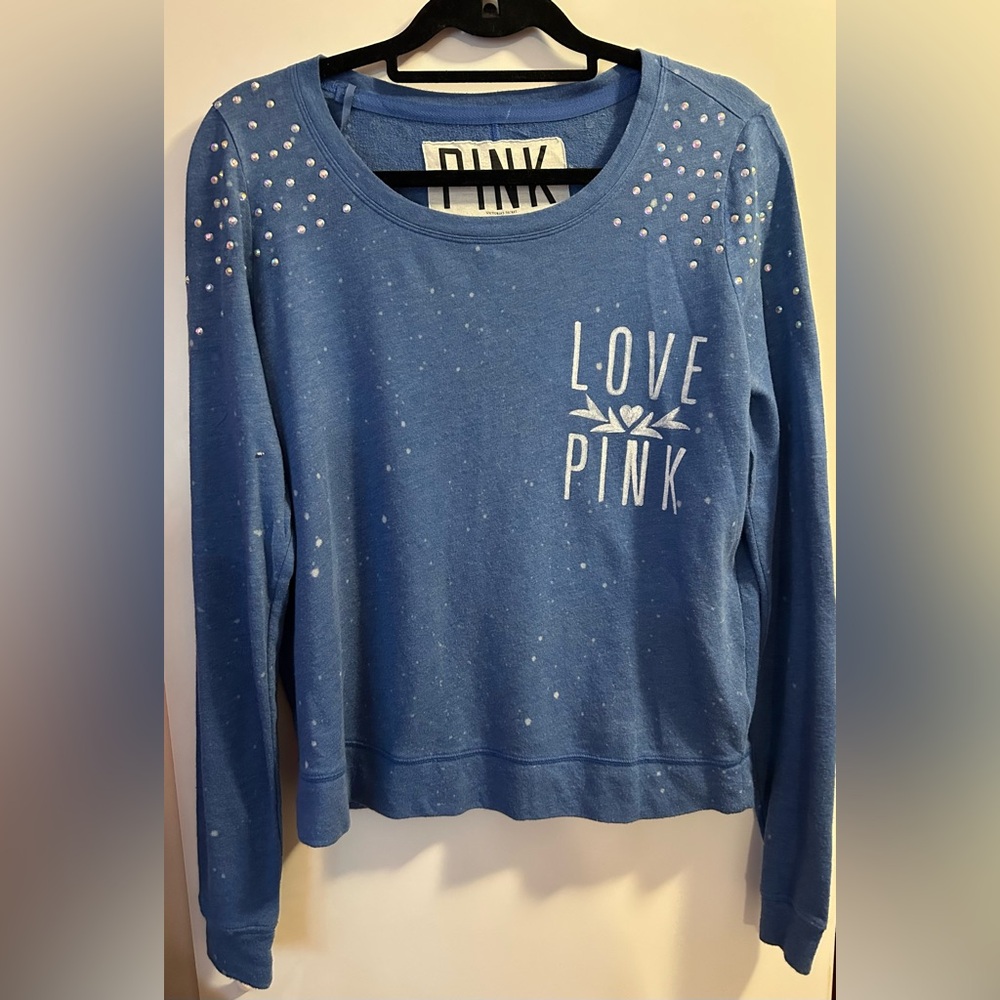 Vintage Y2K LOVE PINK distressed bling crewneck sweatshirt
